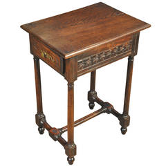 French 19th Century Side Table in Walnut and Oak