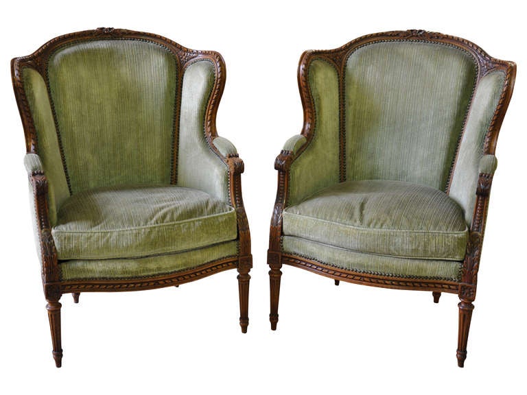 Pair of French Louis XVI Style Bergeres