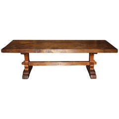 Late 19th Century French Farm Table - Trestle Table in Chestnut