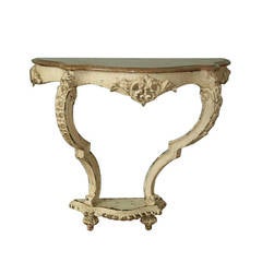 Antique Baroque Style Console in Painted Wood