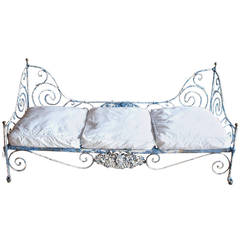 19th Century French Provencal Painted Iron Daybed