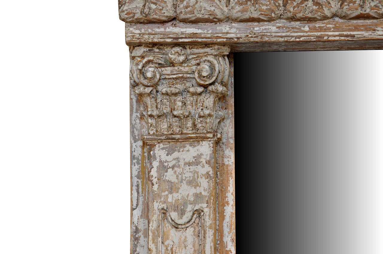 18th Century Spanish Altar Frame In Painted Wood Now As A Mirror 2