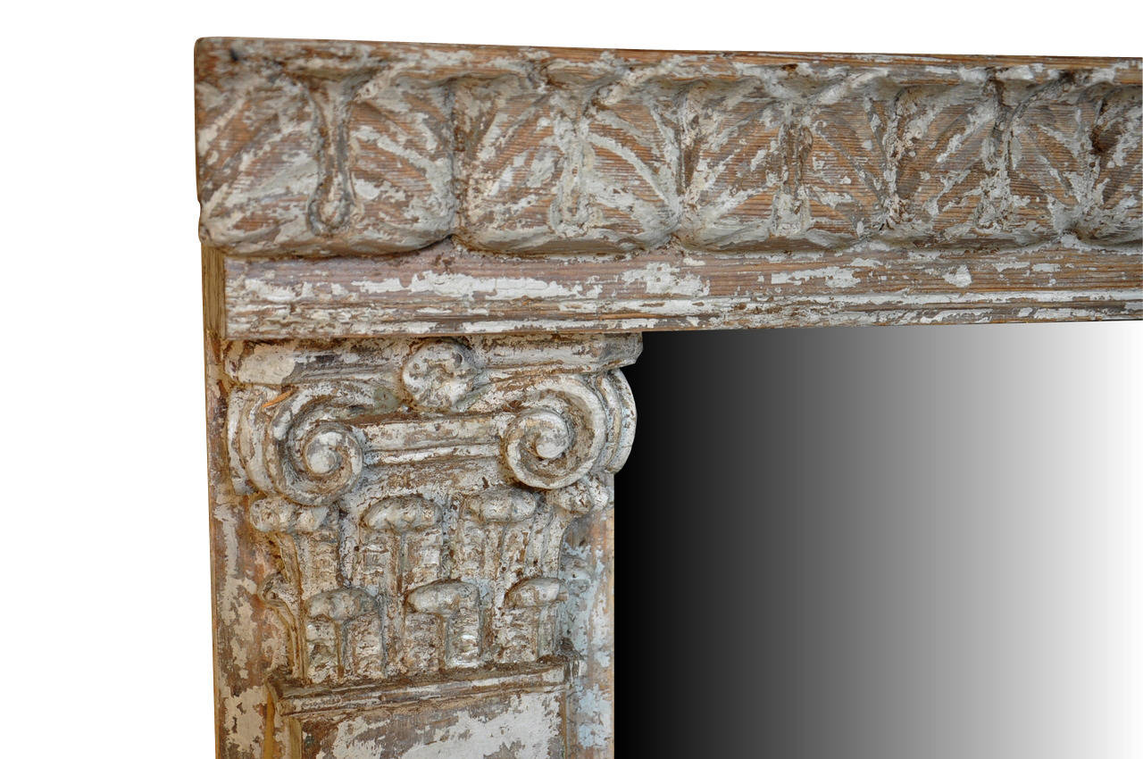 18th Century Spanish Altar Frame In Painted Wood Now As A Mirror 3