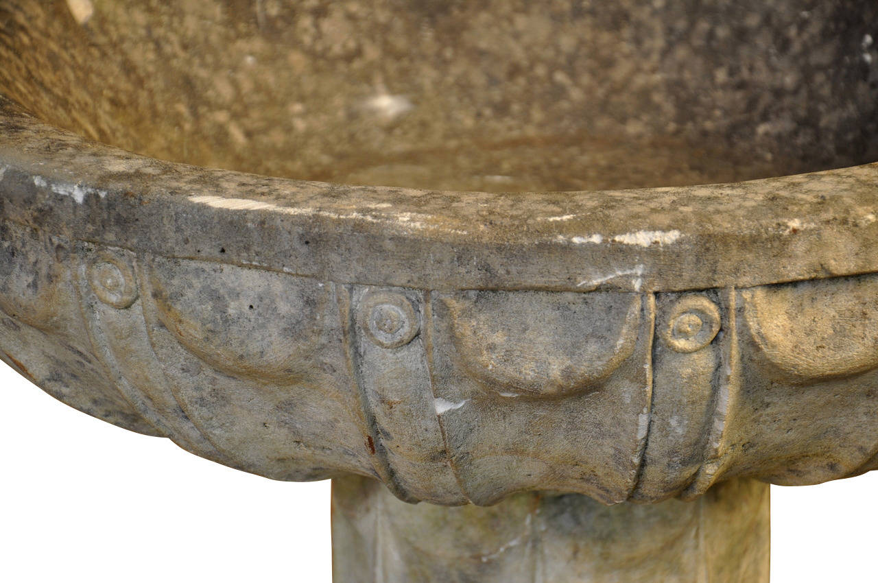 Carved 19th Century French Stone Baptismal Font