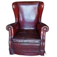 French Leather Wing Chair