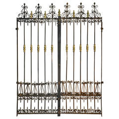 Antique Outstanding Pair Of French 17th Century Gates In Iron And Bronze