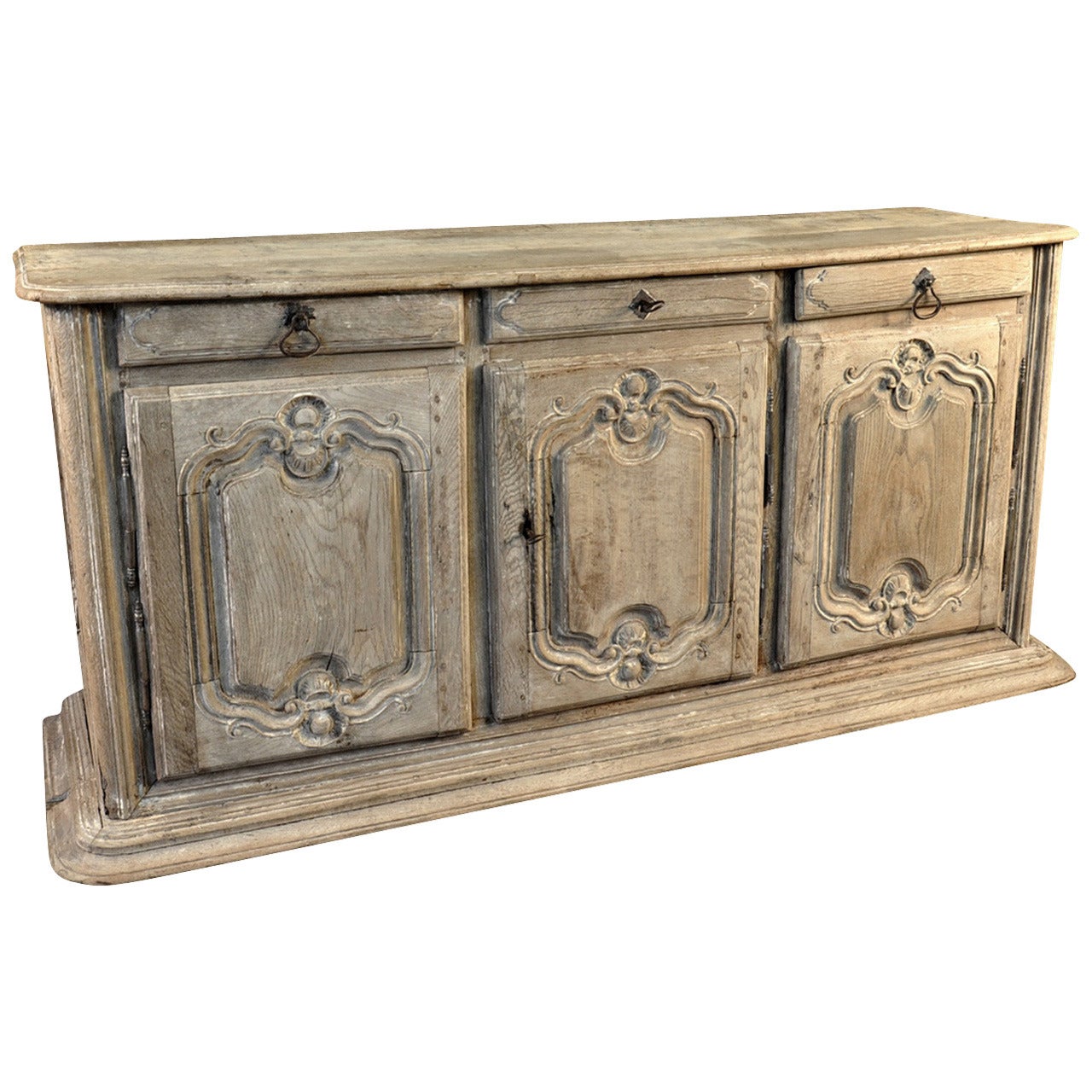 French 18th Century Louis XIV Style Buffet or Enfilade Made of Bleached Oak