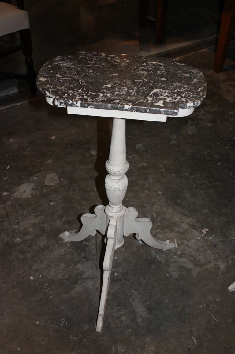 19th Century Pair of Painted Swedish Side Tables With Original Marble Tops 2
