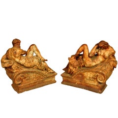 Pair of 19th Century Italian Statues in Polychromed Cast Iron