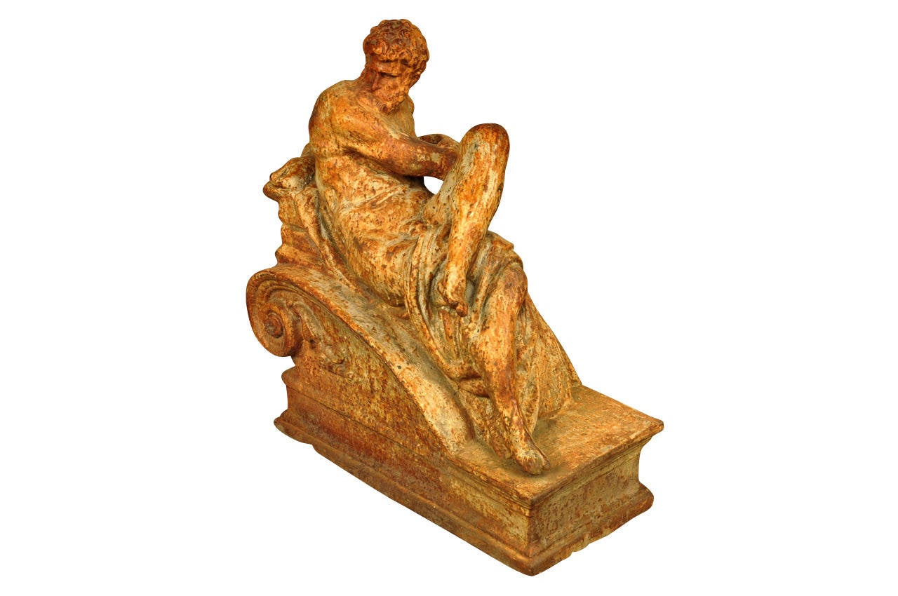 Fer Paire de statues italiennes du 19ème siècle en fonte polychromée en vente