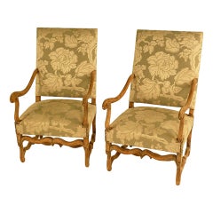 Pair of French Louis XIII Style Arm Chairs