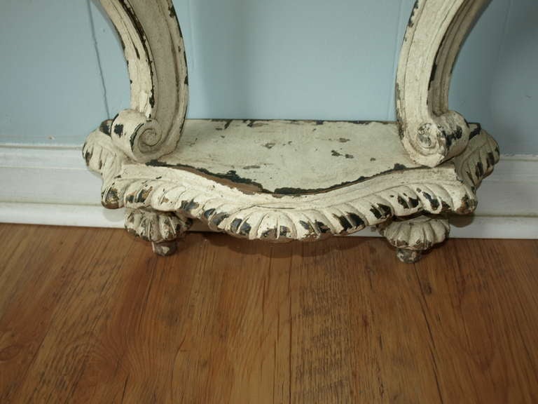 Portuguese Antique Baroque Style Console in Painted Wood