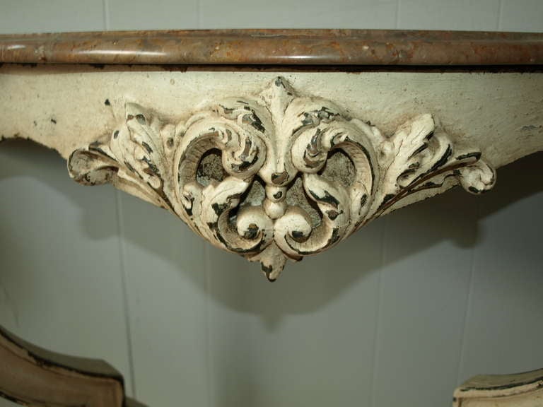Antique Baroque Style Console in Painted Wood In Good Condition In Atlanta, GA