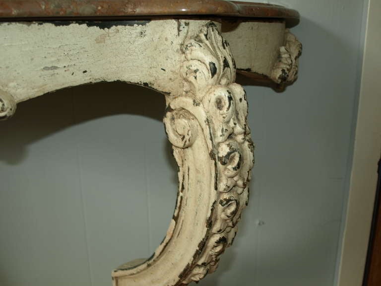 20th Century Antique Baroque Style Console in Painted Wood