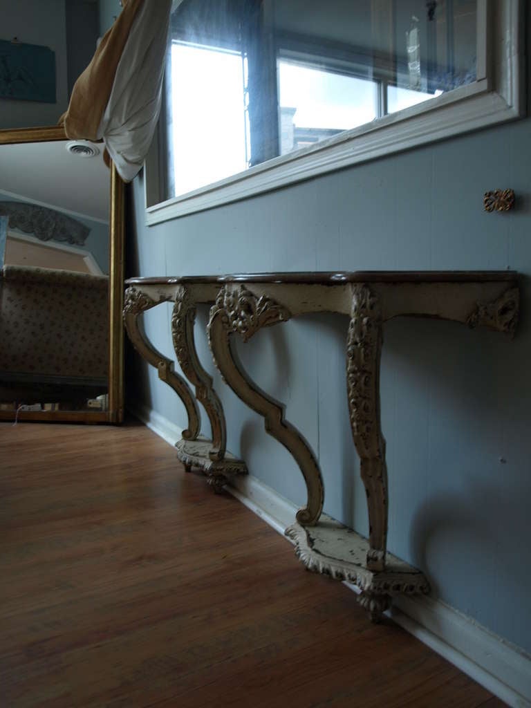 Antique Baroque Style Console in Painted Wood 2
