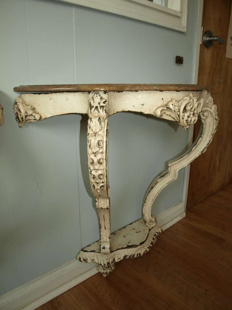 Antique Baroque Style Console in Painted Wood 3