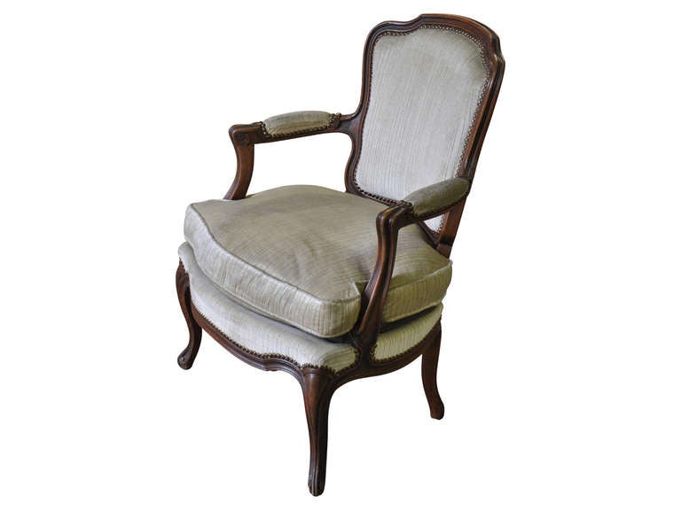19th Century Pair of French Antique Louis XV Style Armchairs