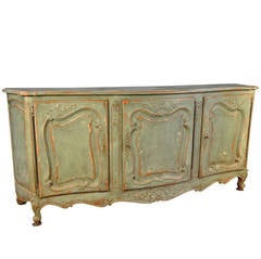 Antique Early 20th Century French Provencal Enfilade or Buffet in Painted Wood