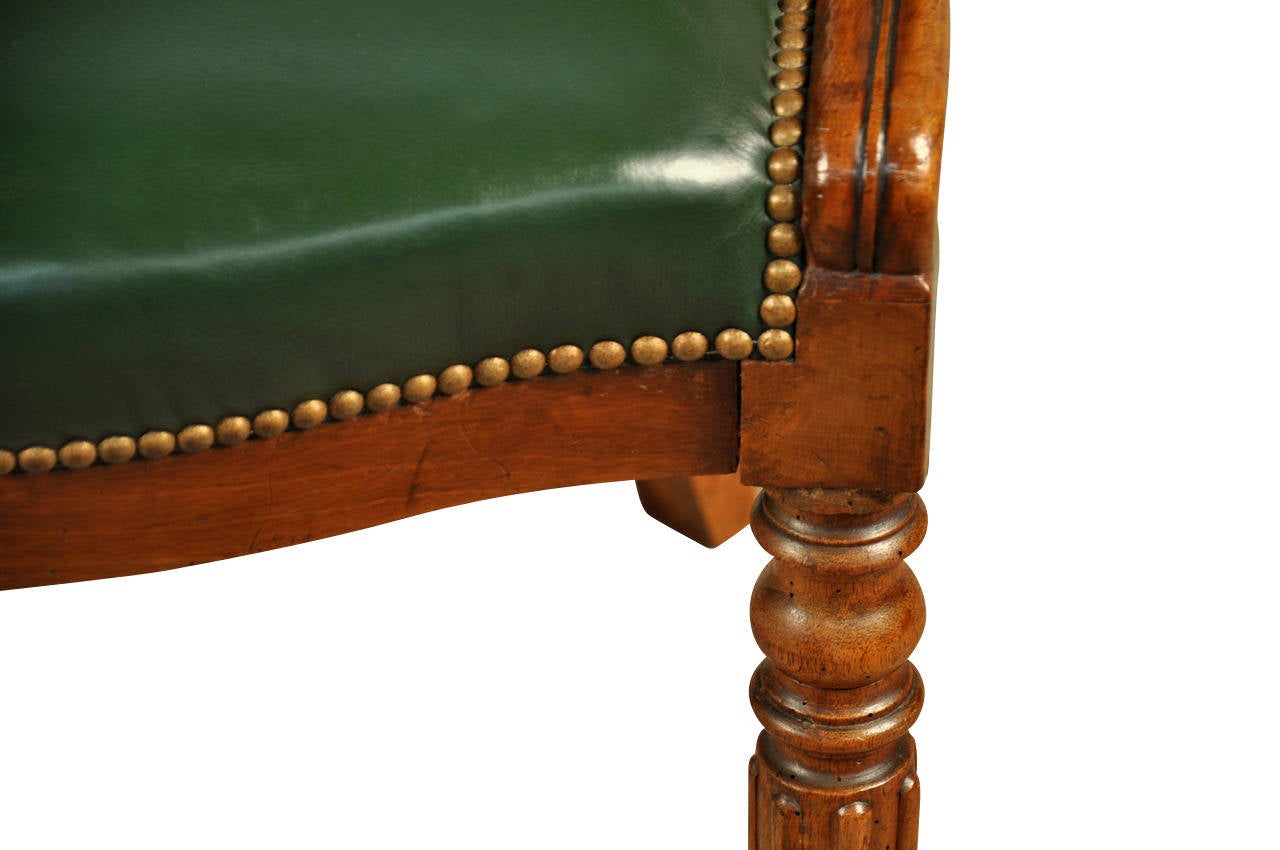 French Louis Philippe Period Office Chair or Desk Chair in Walnut and Leather In Excellent Condition In Atlanta, GA
