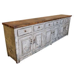 Spanish Antique 19th Century Large Painted Wood Buffet