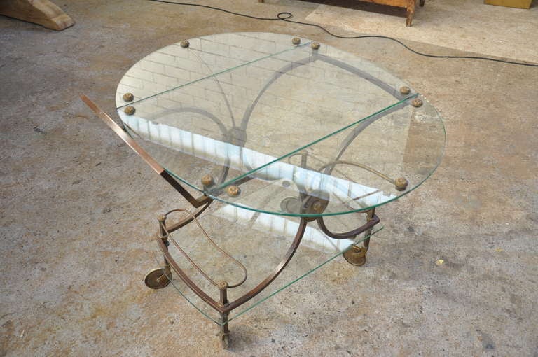 French Early 20th Century Tea Cart In Glass and Brass In Good Condition In Atlanta, GA