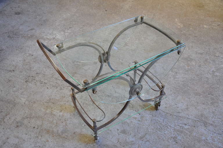 French Early 20th Century Tea Cart In Glass and Brass 1
