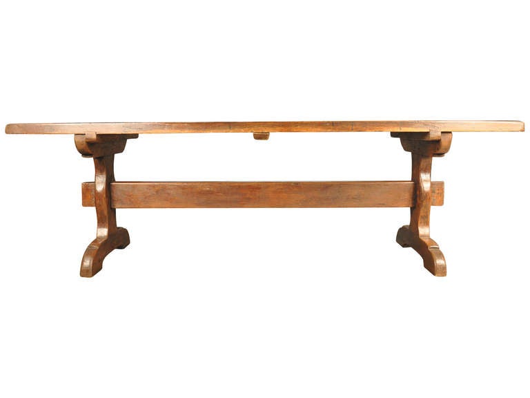 French Early 19th Century Farm or Trestle Table in Oak