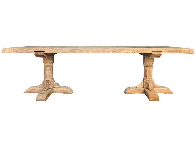 19th Century French Monastery Table in Washed Oak In Good Condition In Atlanta, GA