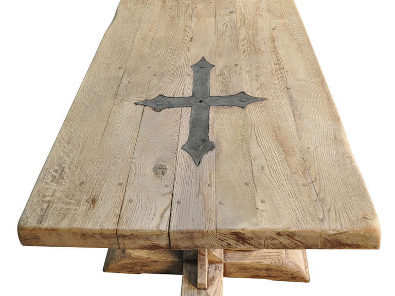 19th Century French Monastery Table in Washed Oak 1