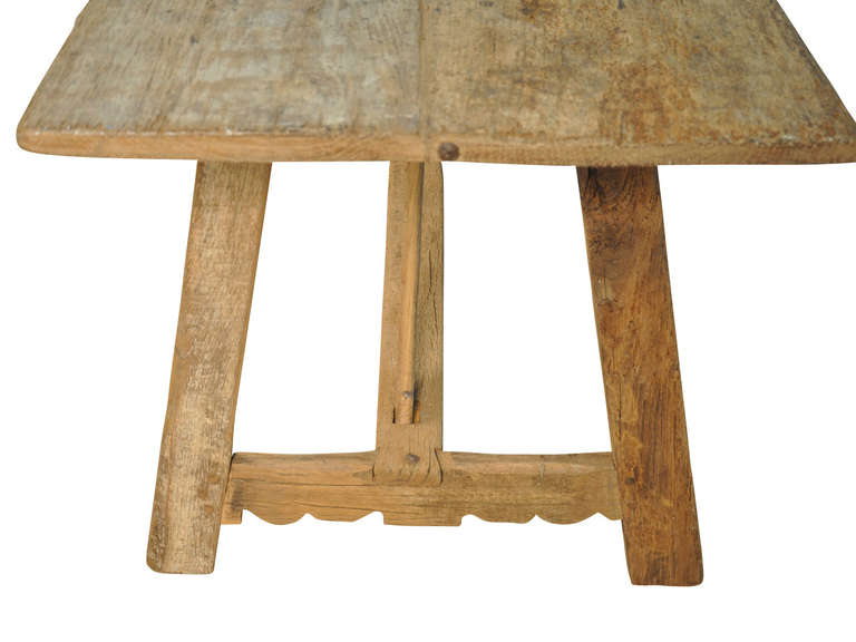 19th Century Spanish Farm Table in Washed Oak 2