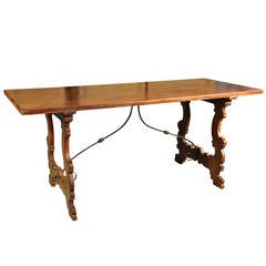 19th Century Italian Farm Table or Trestle Table in Walnut