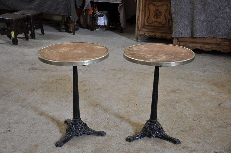 French bistro table with original marble top from Paris. Price per table is $1,438.

Keywords: accent table, occasional table,