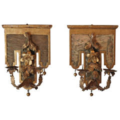 Pair of Italian 18th Century Water Gilded Sconces