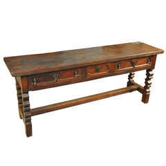 Early 18th Century Spanish Baroque Trestle Console in Walnut and Chestnut
