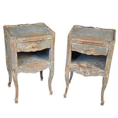 Charming Pair of French Provencal Side Tables in Painted Wood