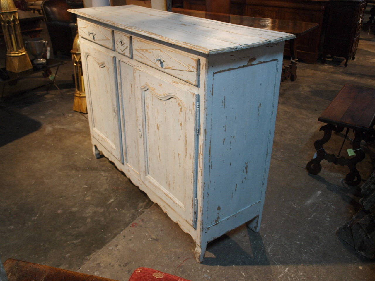 French Early 19th Century Buffet, Enfilade in Painted Wood In Good Condition In Atlanta, GA