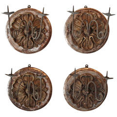 Antique Set of Four 18th Century Northern Italian Sconces in Silvered Giltwood