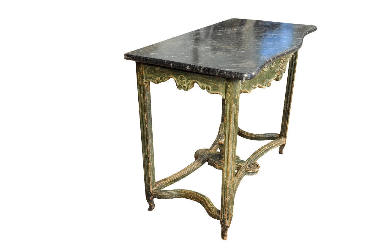 18th Century Painted Marble-Top Console Table from Portugal In Good Condition In Atlanta, GA