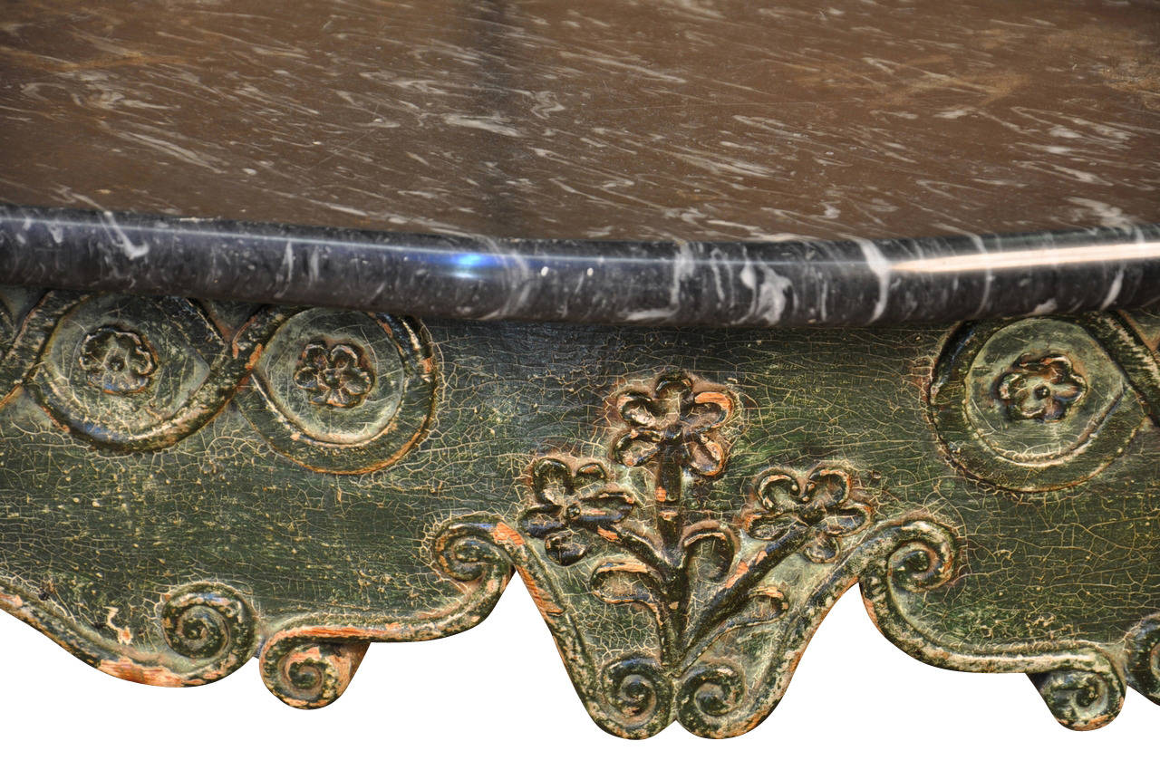 18th Century Painted Marble-Top Console Table from Portugal 2