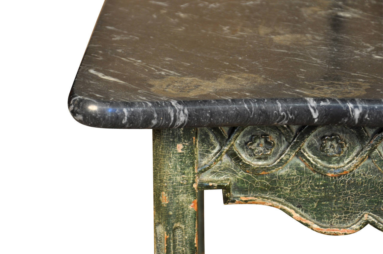 18th Century Painted Marble-Top Console Table from Portugal 3