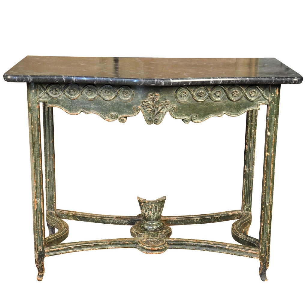 18th Century Painted Marble-Top Console Table from Portugal
