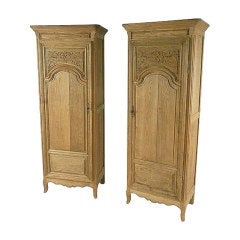 Antique Pair of French Provencal Bonnetieres/Armoires in Washed Oak