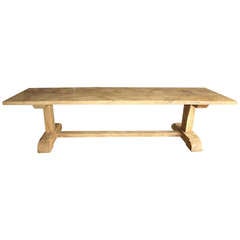 Large Mid-20th Century French Oak Trestle Table