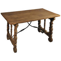 19th Century Catalan Trestle Table, Desk in Washed Walnut Antique 19th Century Catalan Trestle Table, Desk in Washed Walnut