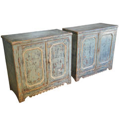Antique Pair of Early 19th Century Painted Buffets from the Catalan Region of Spain