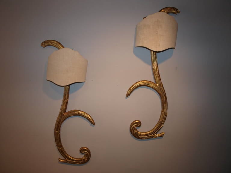 19th Century Pair of Italian Gilded Fragment Sconces