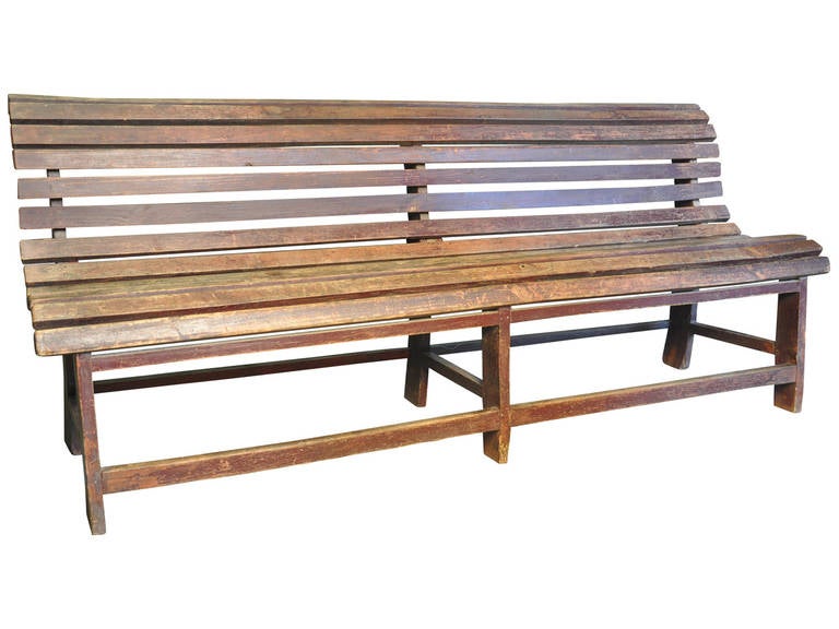 Portuguese Train Station Bench in Painted Wood from Portugal