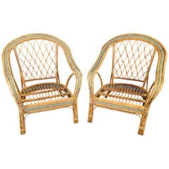 Early 20th Century Pair of French Wicker Armchairs