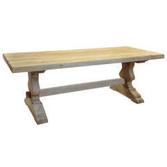 Vintage French Early 20th Century Farm Table In Washed Oak