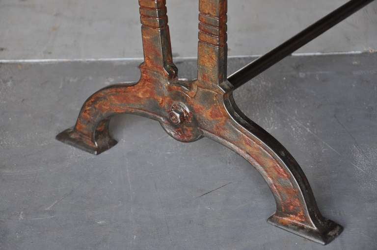 French Bistro Console Table in Iron and Oak 3